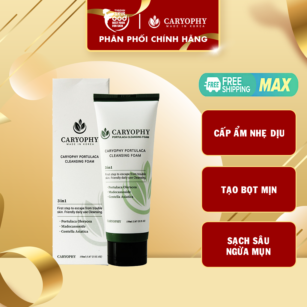 Sữa Rửa Mặt Làm Sạch Sâu, Phục Hồi Da Caryophy Portulaca Cleansing Foam 150ml