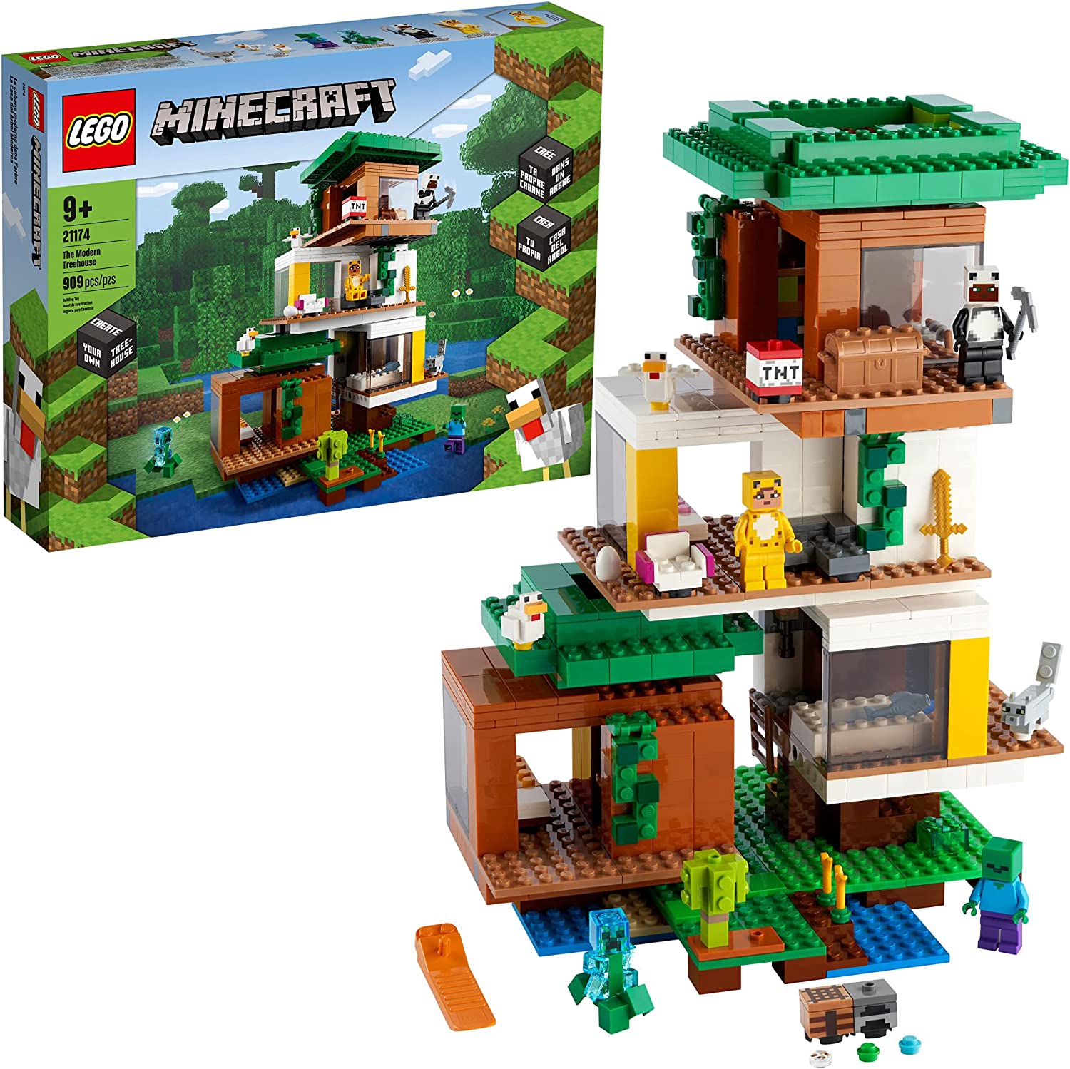 Mới LEGO Minecraft Ngôi nhà trên cây hiện đại 21174 Bộ đồ chơi Bộ đồ chơi  xây dựng ngôi nhà trên cây khổng lồ; Đồ chơi thú vị cho trẻ em Minecraft-Trò