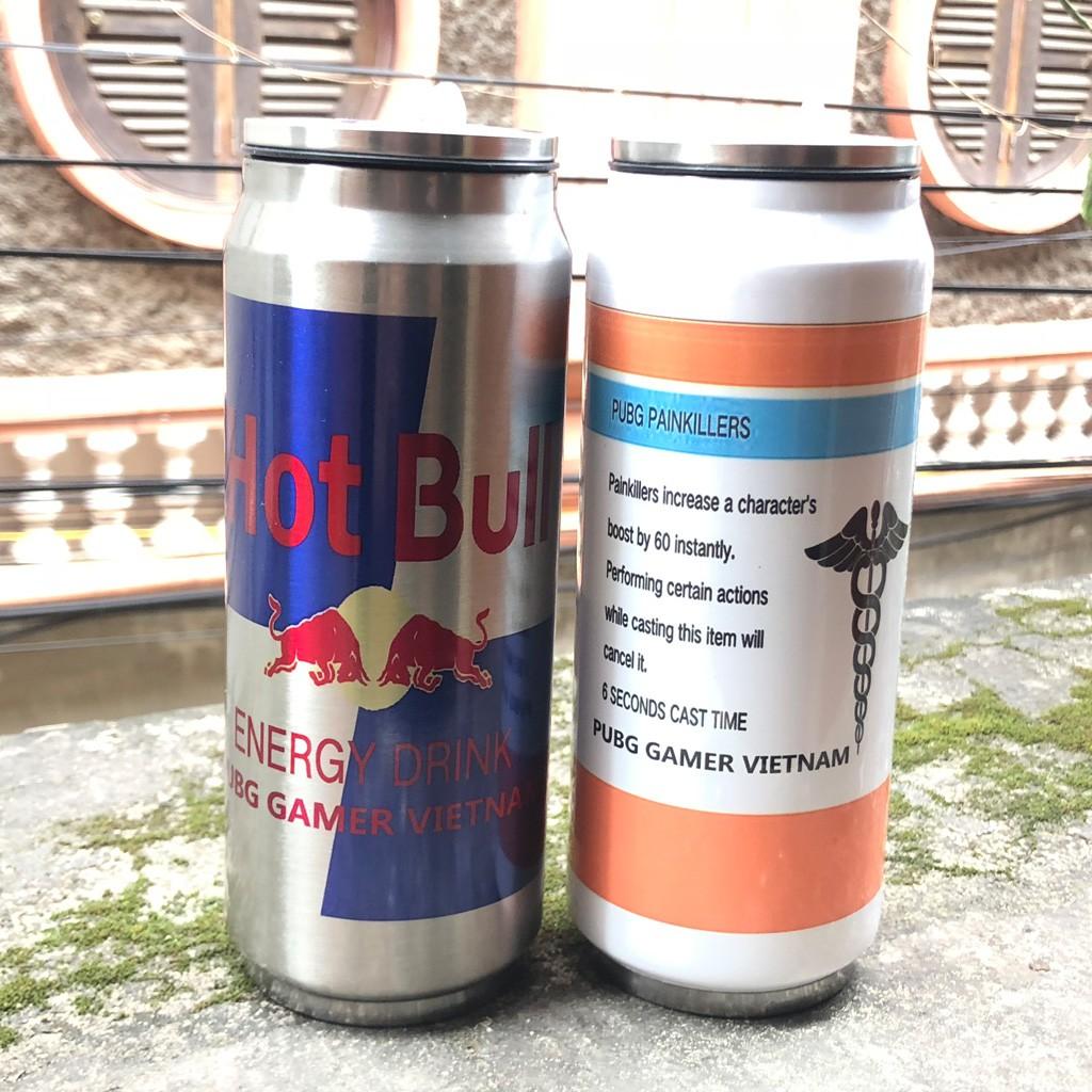 Combo hai bình giữ nhiệt: hotbull và painkillers pubg size 500ml - bình nước pubg