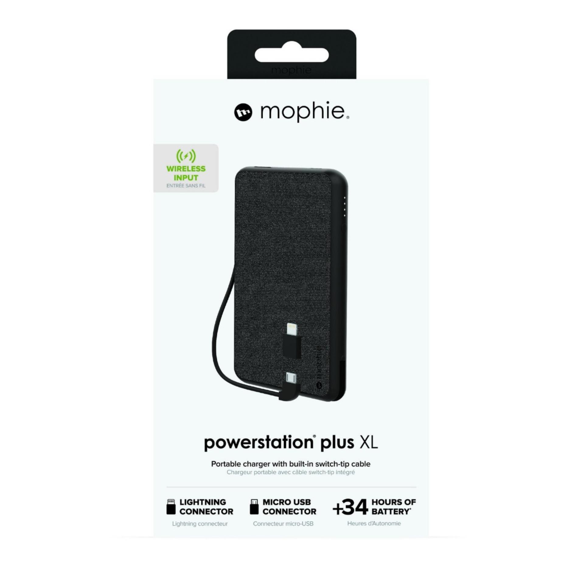 Sạc dự phòng Mophie Powerstation Plus XL Fabric 10.000mAh tích hợp cáp Lightning/Micro USB - 401101678