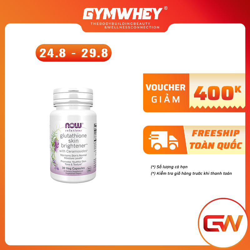Viên Now Solutions Glutathione Skin Brightener Giúp Sáng Da Mờ Vết Thâm Của Mỹ