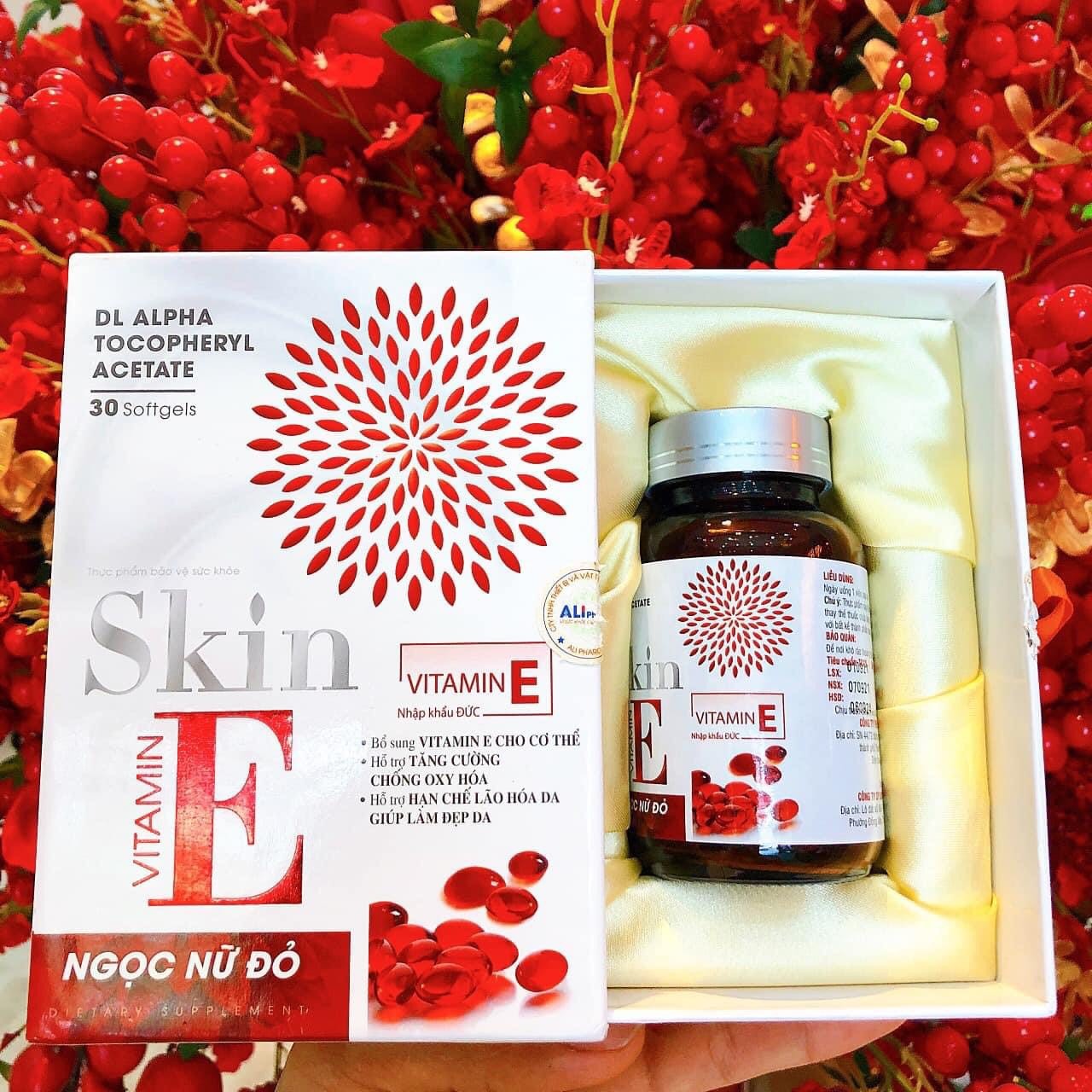 Viên Uống Đẹp Da Skin Vitamin E Nhập Khẩu Đức, Ngọc Nữ Đỏ 30 viên