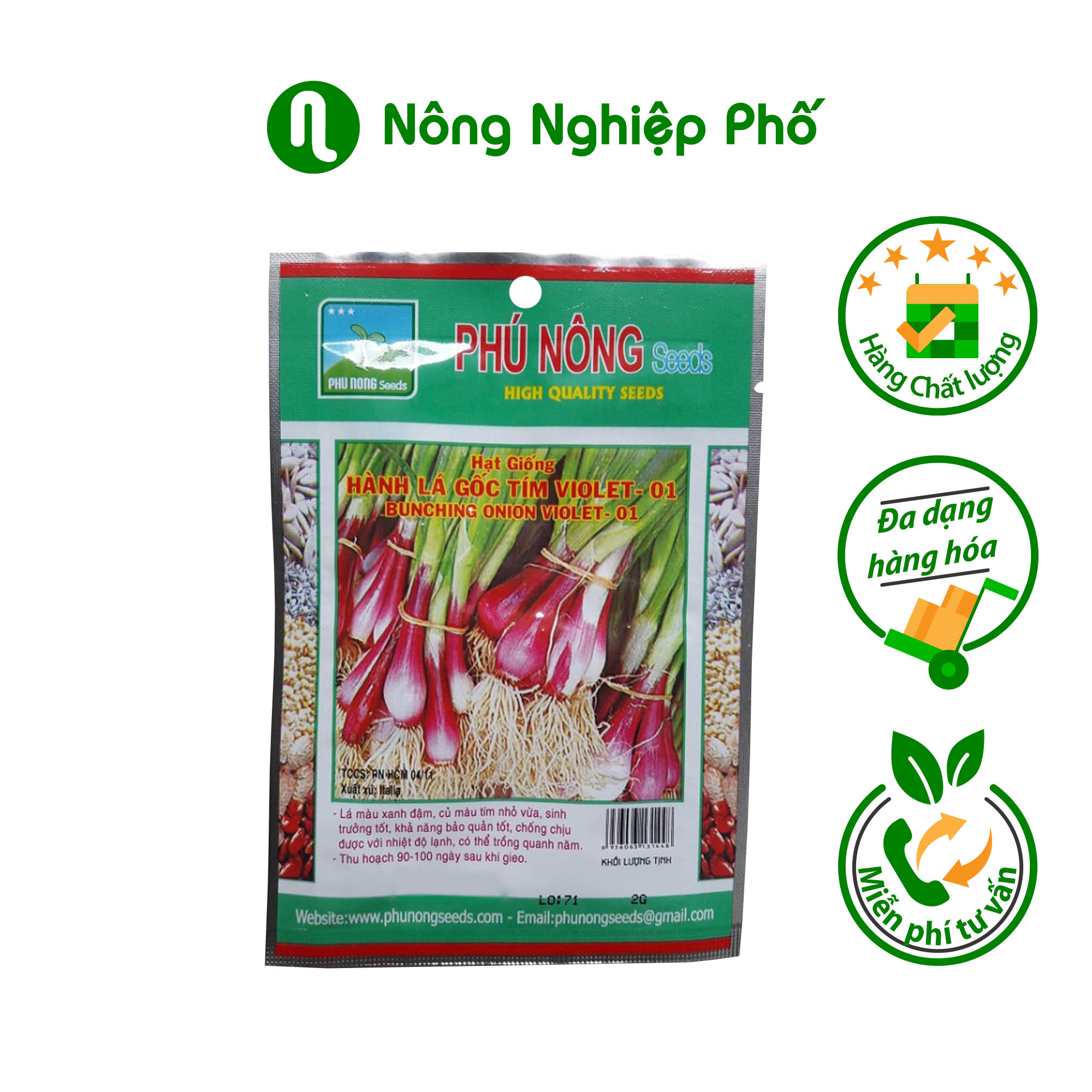 Hạt giống hành lá gốc tím Violet Phú Nông - Gói 2 gram - Nông Nghiệp Phố