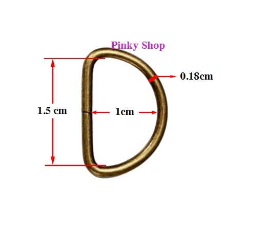Khoen chữ D, khoen D, móc D 1.5cm màu đồng phụ kiện làm túi xách và đồ handmade Pinky Shop mã KDD1.5