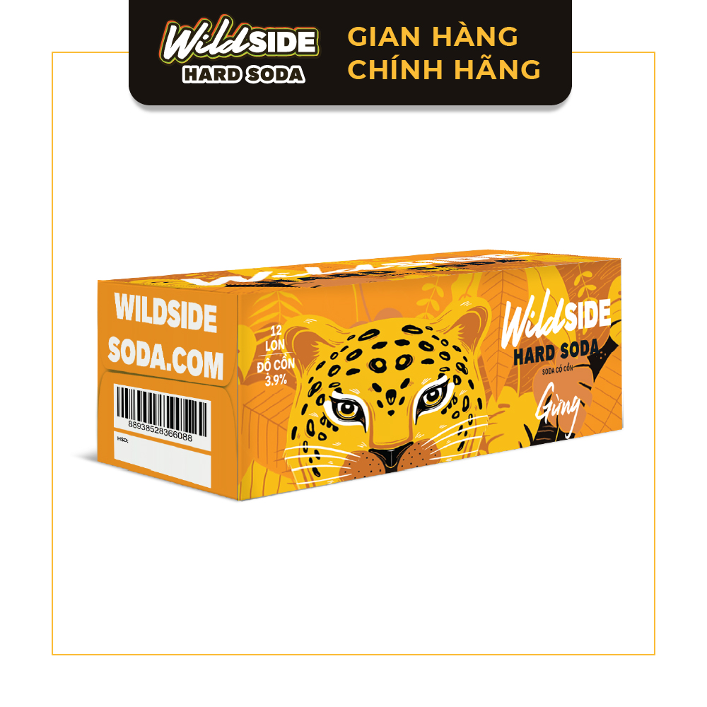 Wildside hard soda vị gừng 330ml x 12 lon
