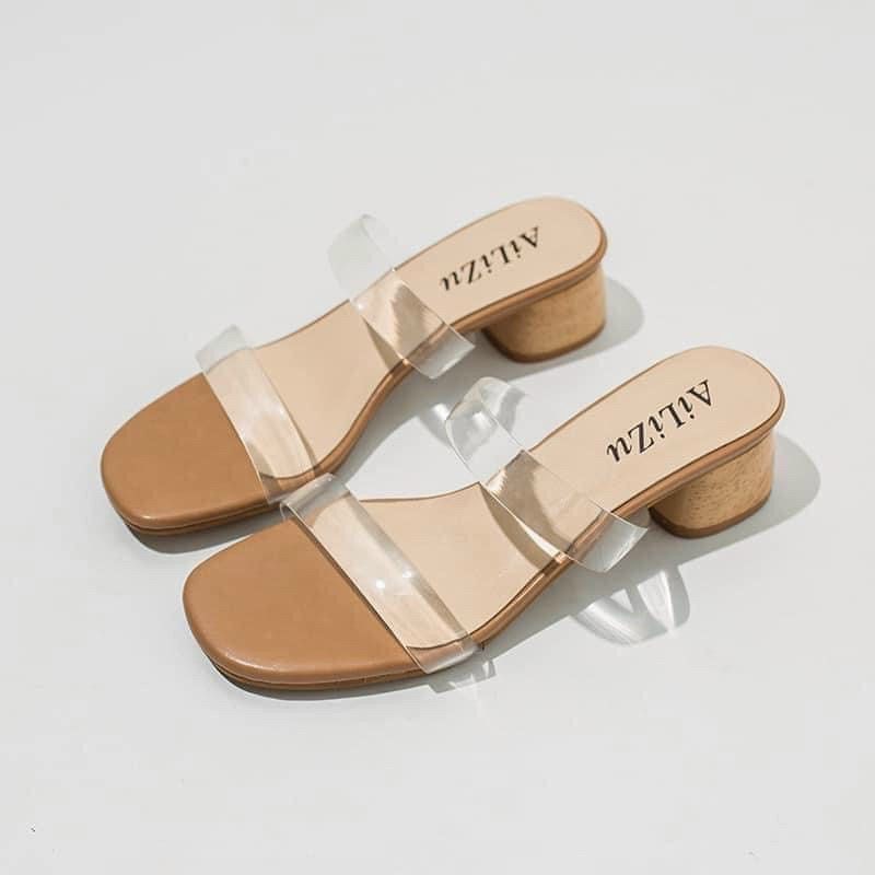 Sandal quai trong đế gỗ 5cm l1