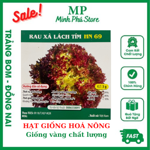Rau Xà Lách Tím HN09 - 3g - Hạt Giống Hoá Nông Rau Củ Quả Trái Lá Chịu Nhiệt Trồng Quanh Năm Nảy Mầm Tốt Năng Suất Cao