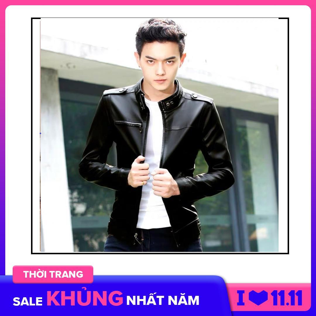[HCM]Áo khoác da nam dây kéo ngực chất liệu da bóng cực chất sành điệu