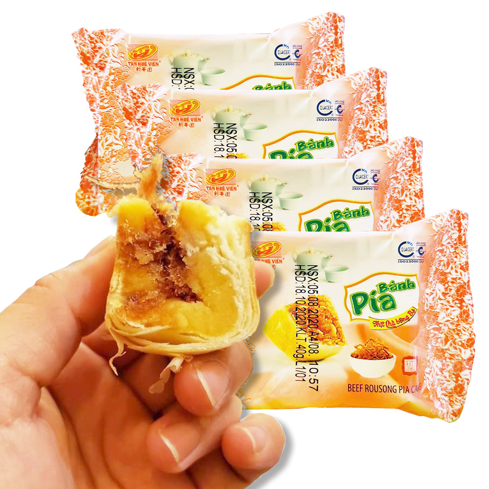 [ ĂN LÀ GHIỀN ] Combo 4 Cái (160gr) Bánh Pía Nhân Chà Bông Bò Đặc Biệt TÂN HUÊ VIÊN - (Date : 75 ngày) - Bách hoá online đồ ăn vặt uy tín