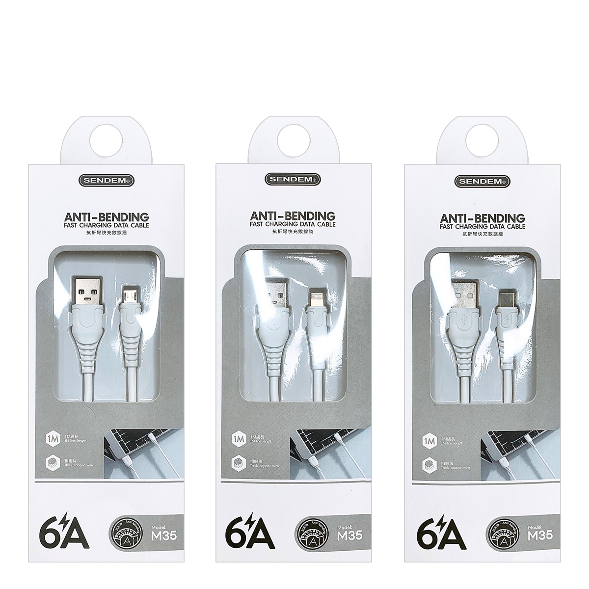 Cáp sạc sendem m35 1m loại tốt iphone lightning - typec - cap sac - dây sac - sam sung - type-c - day sac đa năng lõi đồng