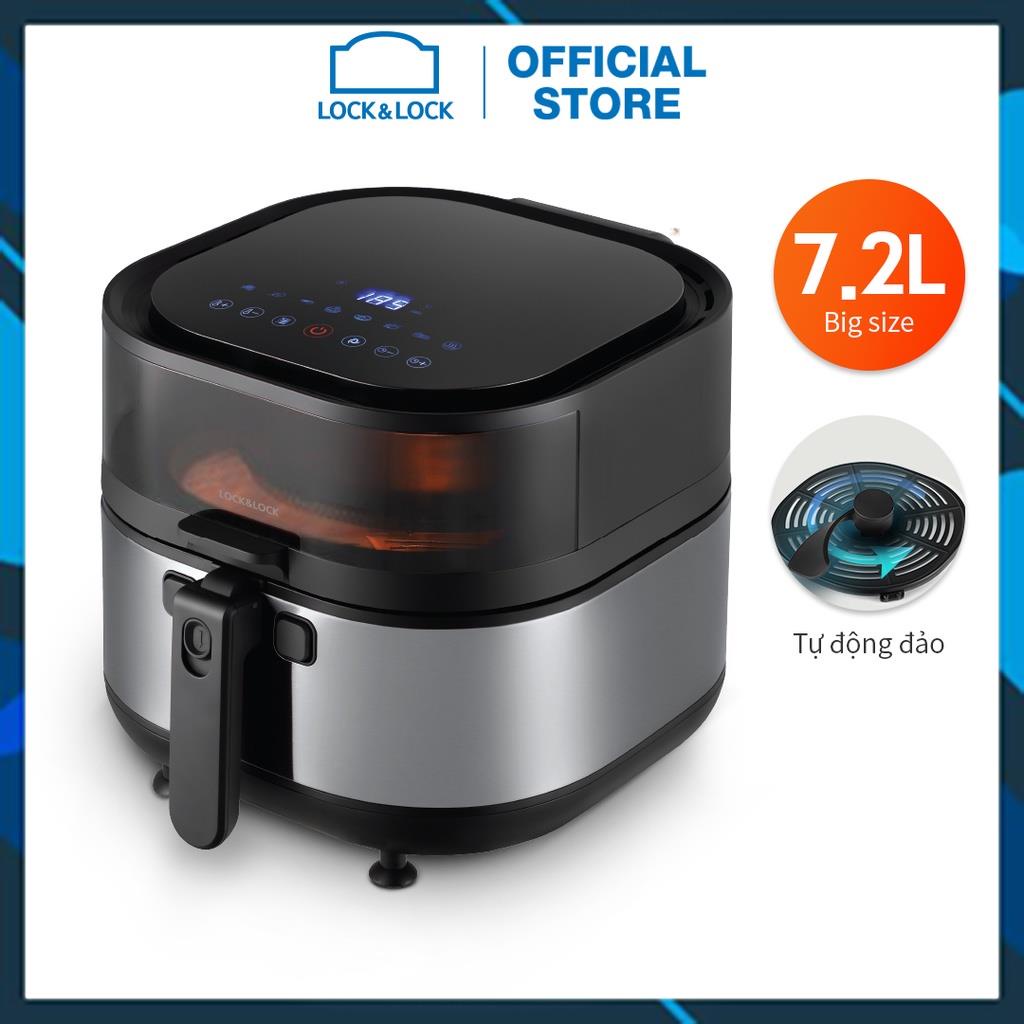 Nồi chiên không dầu lock&lock visible stirring air fryer 7.2l - màu đen ejf596blk chính hãng bh 12 tháng