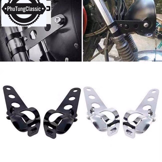 Tai bắt đèn pha độ đầy đủ ốc vít đi kèm, độ cho nhiều loại xe classic, cafe racer