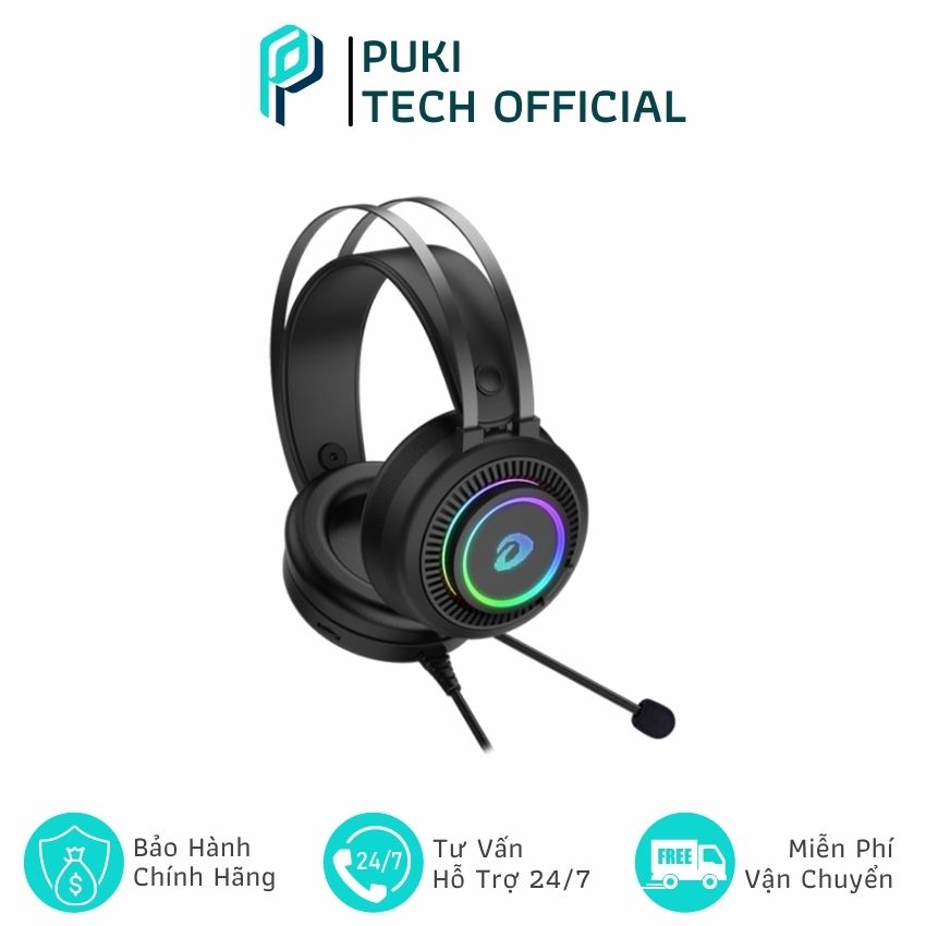 [Freeship] Tai Nghe Có Dây Gaming Giá Rẻ DareU EH416 RGB (7.1, USB, LED RGB) -PUKI Tech Official- PUKI267 Hàng Tốt, Thiết Kế Đèn LED Tự Động Chuyển Màu, Công Suất Lớn, Âm Thanh Vượt Trội