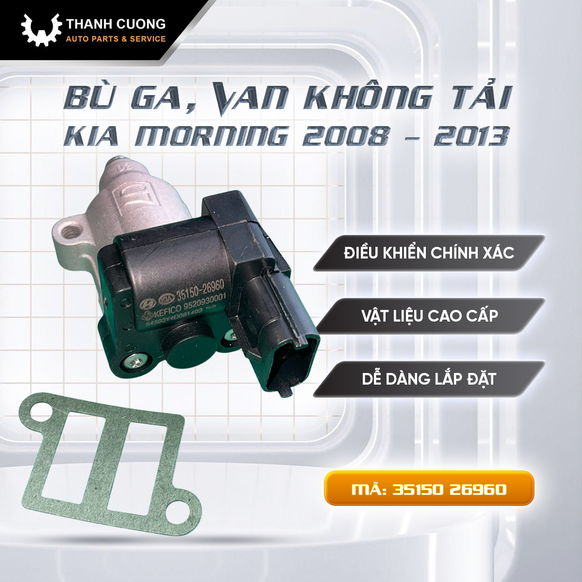 Bù ga, van không tải dành cho Kia Morning 2008 - 2013 | Mã: 35150 26960 | Hàng chuẩn Hàn quốc giúp xe hoạt động ổn định và tiết kiệm nhiên liệu