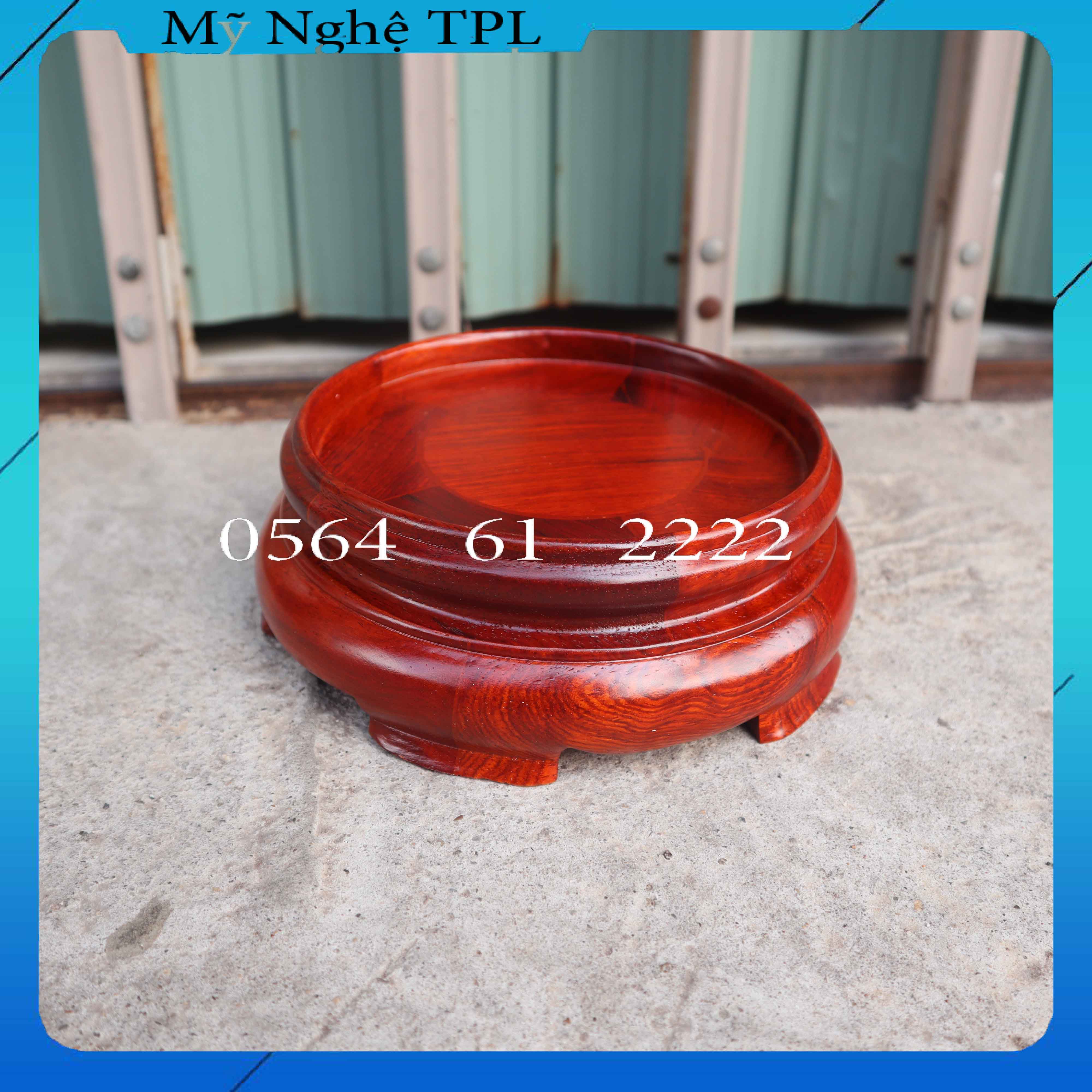 Kỷ đế tròn gỗ hương đỏ Kỷ tròn Đôn tròn không chân Đế bát hương đồ thờ gỗ kê bát hương