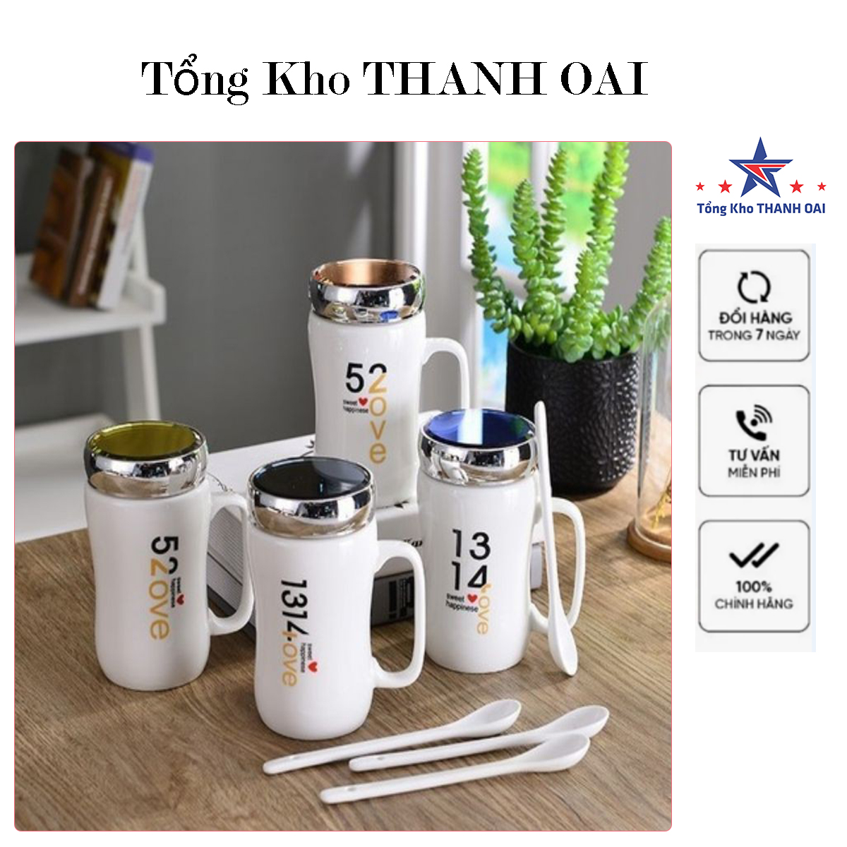 Cốc sứ giữ nhiệt nắp gương