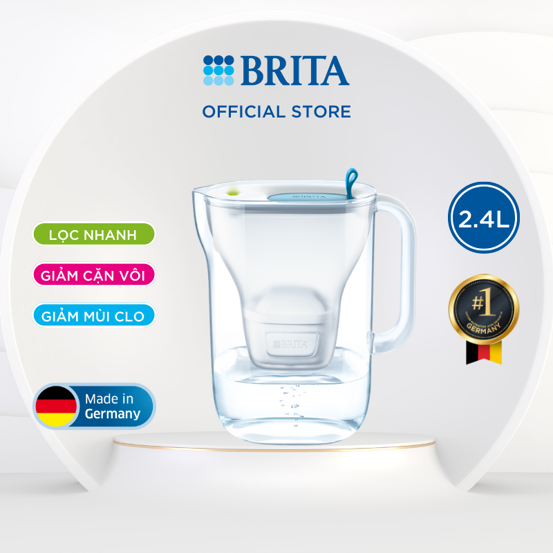 Bình lọc nước BRITA Style Blue 2.4L có sẵn 1 lõi lọc Maxtra+ & SmartLight - Thương hiệu đến từ Đức