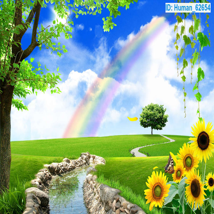 Tranh Dán Tường 3D , Phong Cảnh Thiên Nhiên  , Tinh Tế , Và Sống Động , Mặt Sau Tranh Có Sẵn Keo