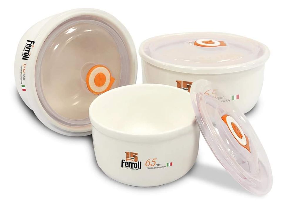 Bộ tô sứ 3 chiếc cao cấp có nắp nút chân không ferroli, hàng đẹp