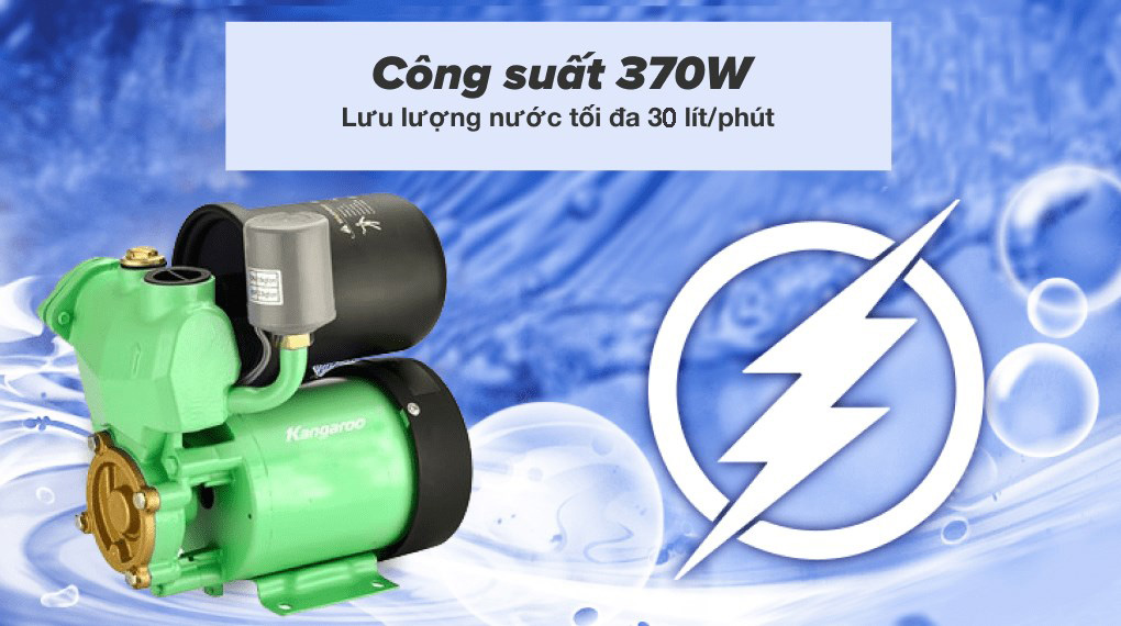 Máy bơm nước tăng áp Kangaroo KG 370A 370W Lắp tăng áp tổng từ bồn nước về cho tất cả các thiết bị trong gia đình - Bảo hành 12 tháng