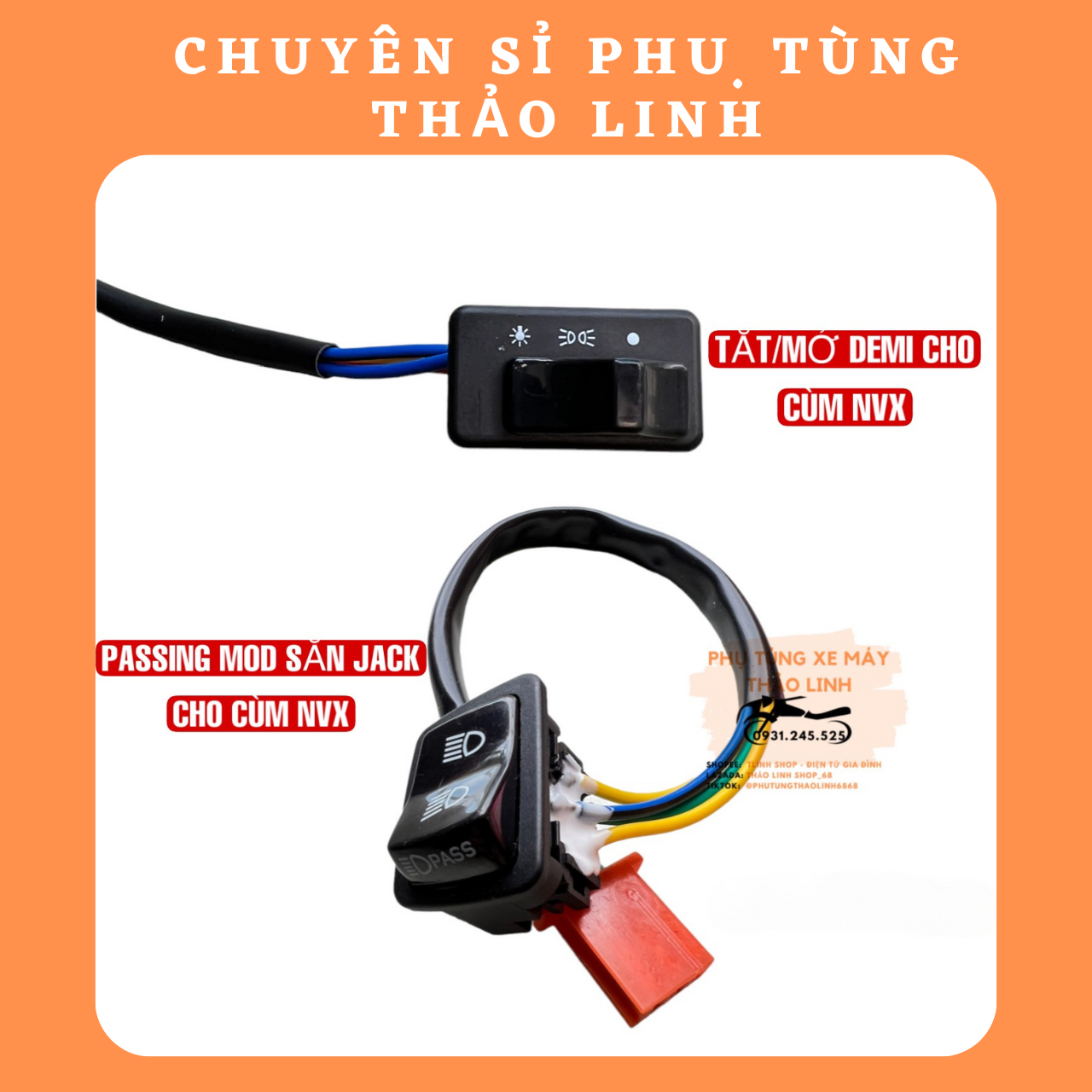 Công tắc demi 3 nấc/passing cho cùm nvx exciter/ex135/mio/luvias/nouvo2345/nvx/janus