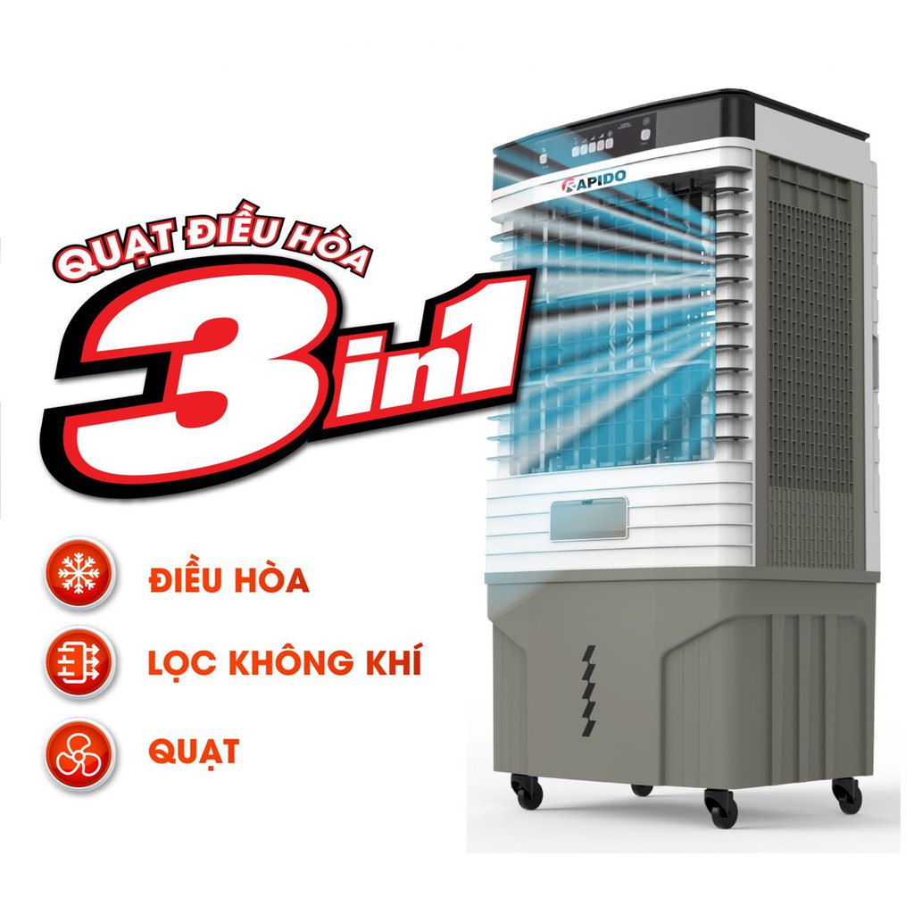 Quạt điều hòa không khí rapido 9000m 9.000m3/h 200w tặng kèm 2 đá khô bảo hành 12 tháng