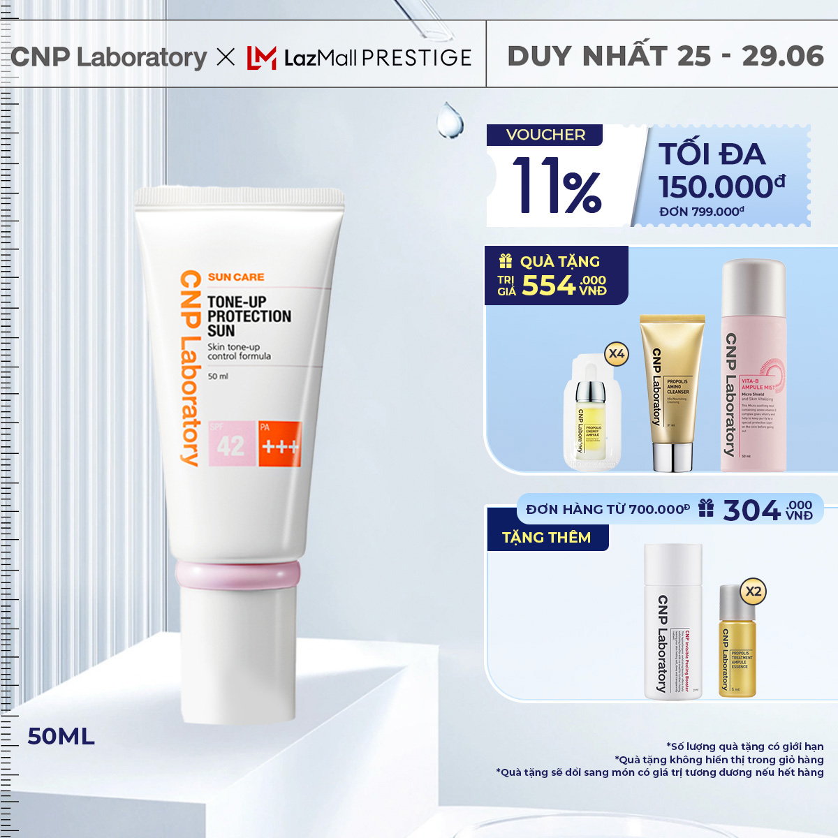 Kem chống nắng nâng tông da CNP Laboratory Tone-Up Protection Sun SPF42/PA+++ 50ml