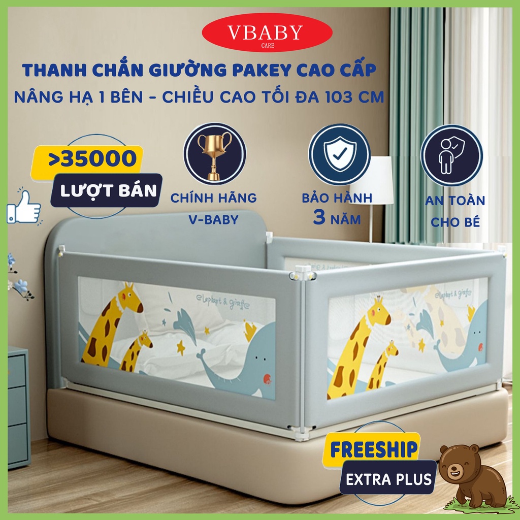 Thanh chắn giường pakey cao cấp 2021 nâng hạ 1 bên, thanh chắn giường cao 103cm có 3 màu.