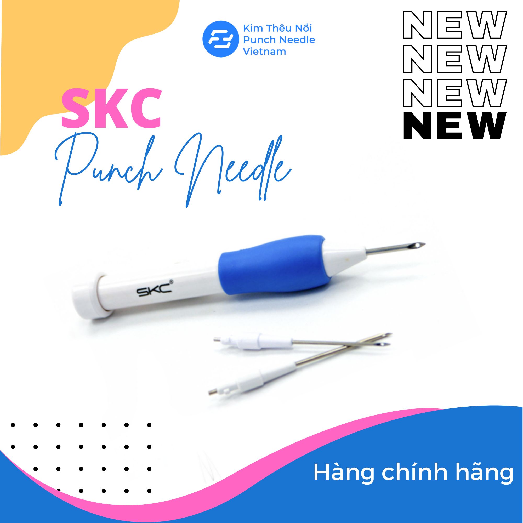 Bộ Kim Thêu Nổi SKC punch needle - 3 kích thước đầu kim thay thế tiện lợi, núm vặn thay đổi độ cao chắc chắn