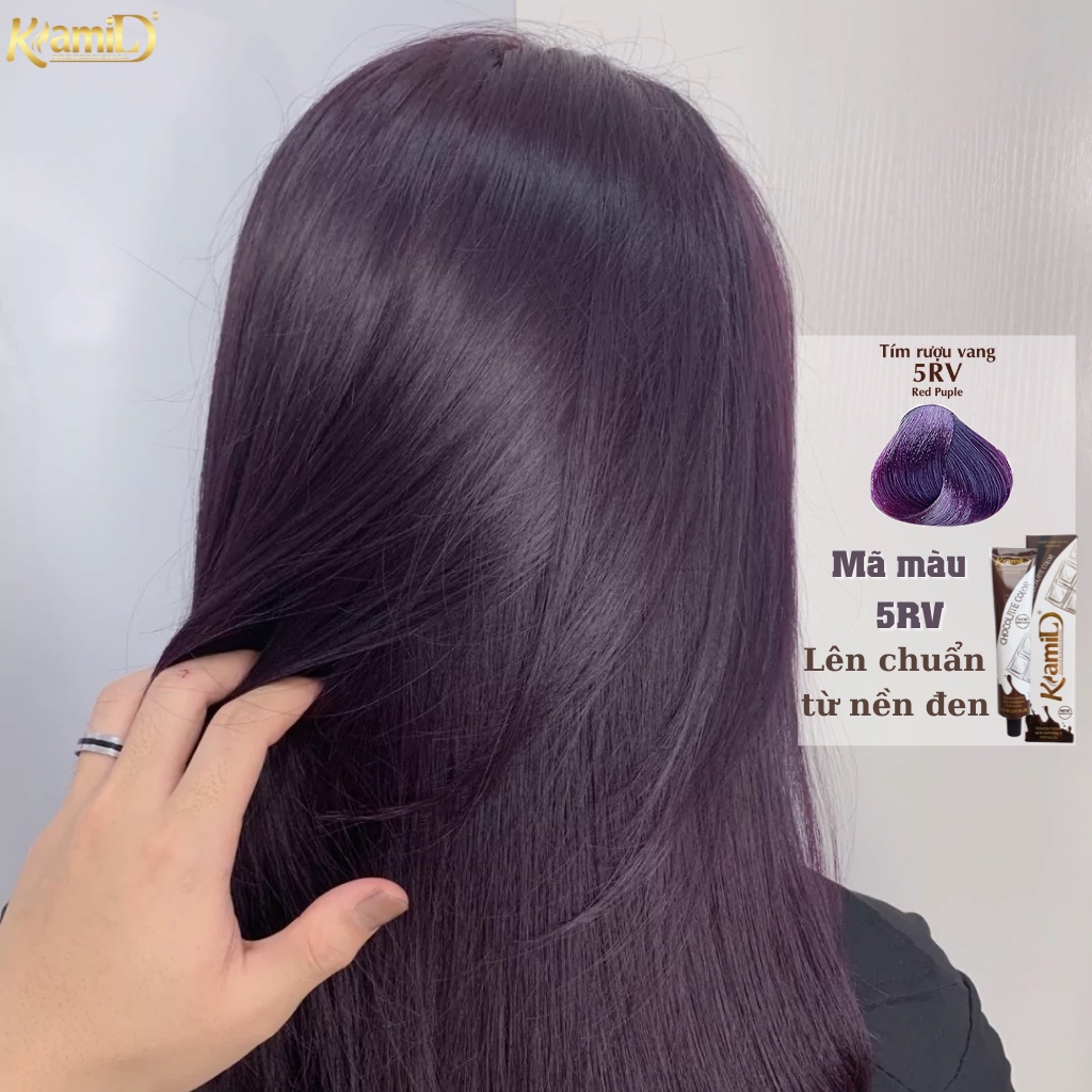 Nhuộm tóc màu NÂU TÍM- nhuộm tóc màu tím nho-nâu tím màu nhuộm không tẩy Kami 100ml