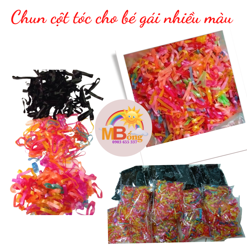 Dây chun cột tóc loại to siêu dễ thương cho bé- 1 gói chun buộc tóc Mẹ Bống