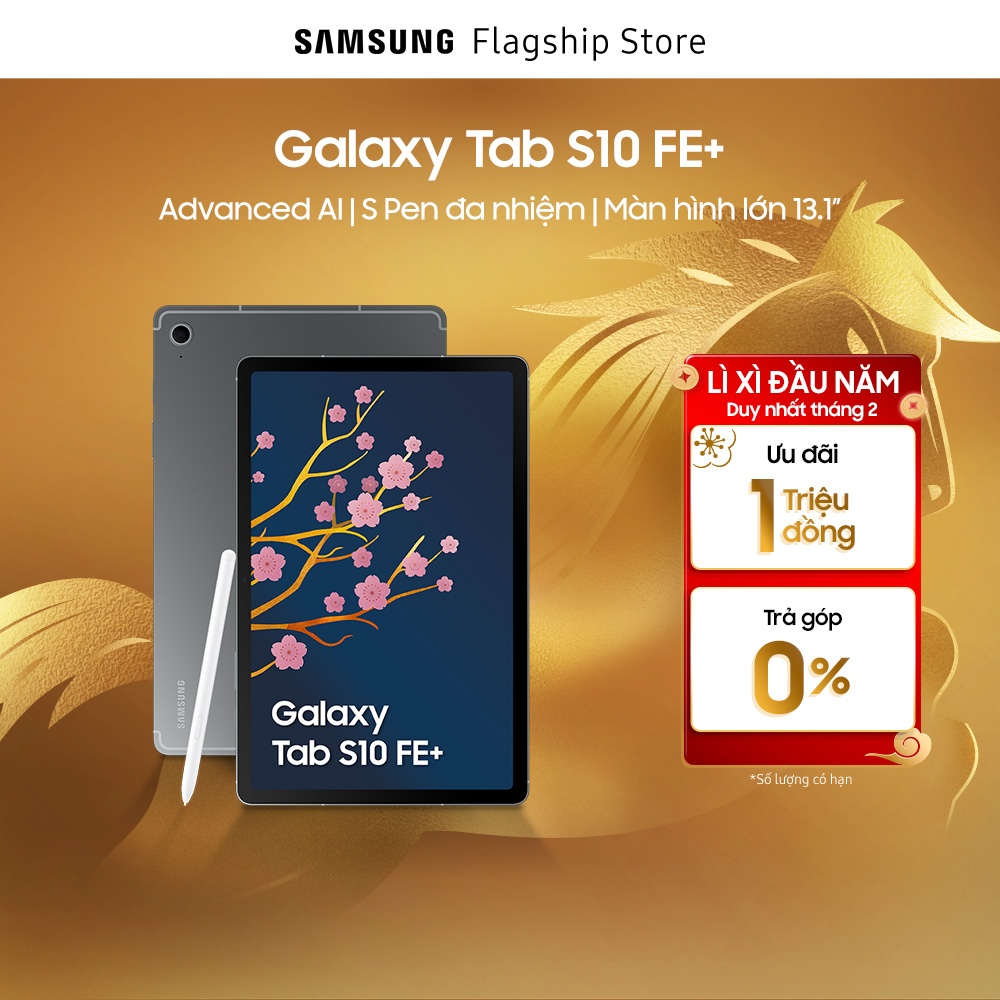 [SIÊU SALE GIỮA THÁNG 15-17.6] [COMBO QUÀ LOGITECH VÀ UGREEN] [KIỂM TRA GIỎ HÀNG] Máy tính bảng Samsung Galaxy Tab S10 FE+ (8GB/128GB), Advanced AI, S Pen đa nhiệm, Màn hình lớn 13.1" Giá 12,990,000 Đồng*Miễn phí vận chuyển