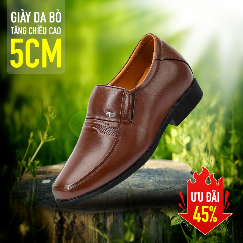 Giày da bò tăng chiều cao 5cm -Mã Lex211