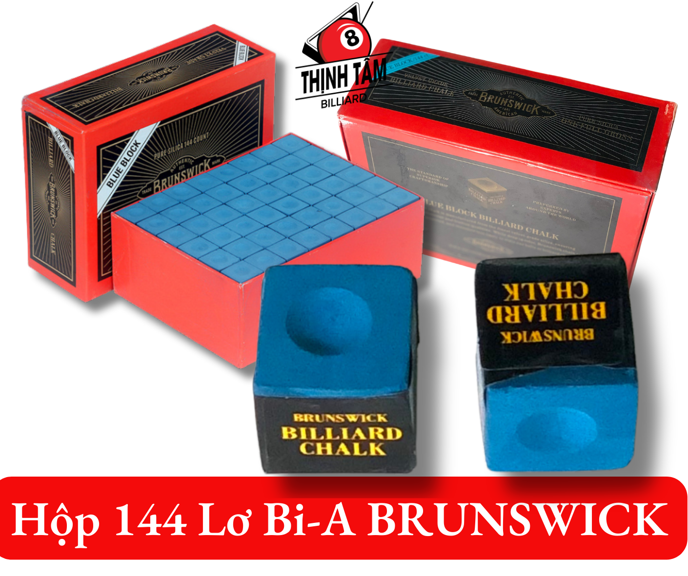 Hộp 144 viên lơ bida brunswick nội địa trung ít bụi, độ bám cao