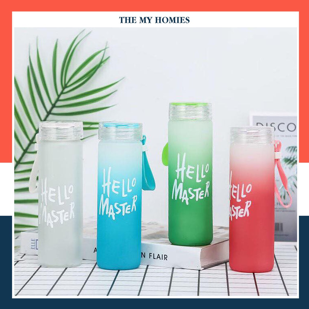 [HCM]BÌNH NƯỚC THỦY TINH HELLO MASTER CAO CẤP 480ML