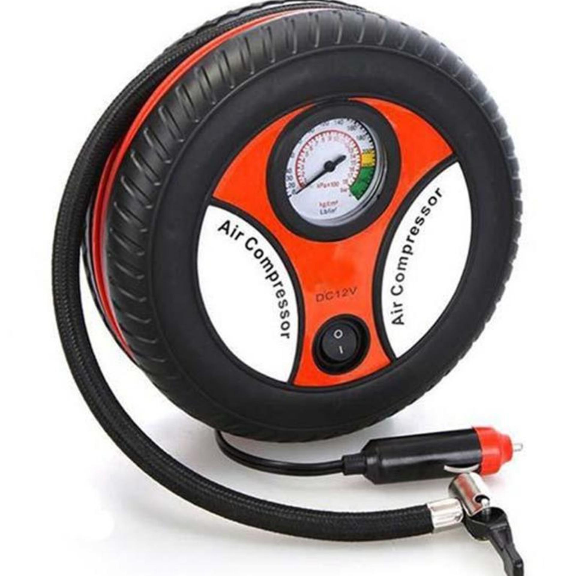 Máy bơm lốp điện cho ô tô hình bánh xe, Bơm điện ô tô đa năng 12V