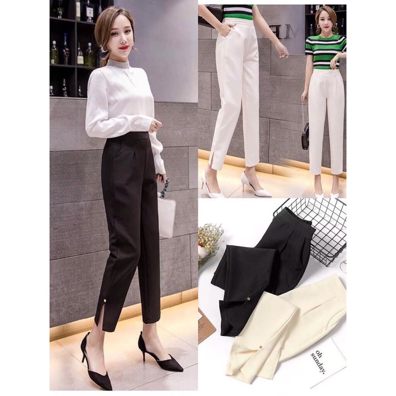 Quần baggy xẻ gấu freeship siêu đẹp thời trang quần xẻ gấu alohashop