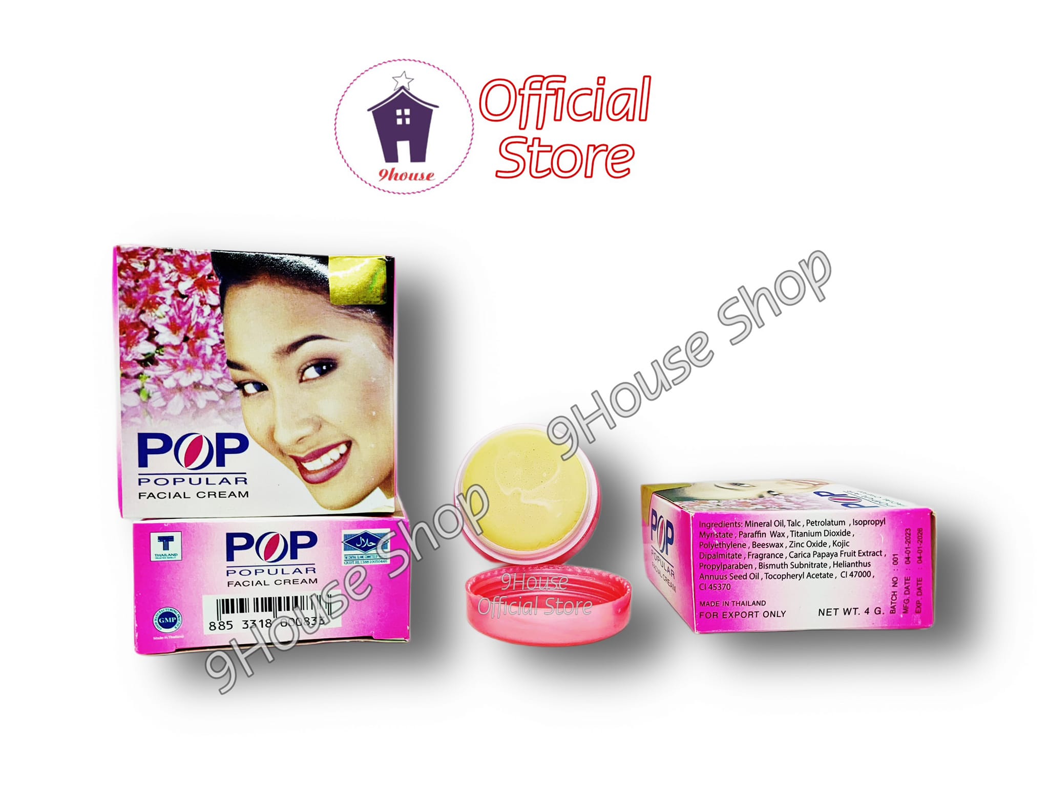 01 kem dưỡng trắng da giảm mụn/nám pop anh đào popular facial cream thái lan 4gram