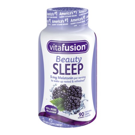 Kẹo dẻo hỗ trợ ngủ ngon Vitafusion Beauty Sleep 5mg Melatonin Vị mâm xôi - nâng cao giấc ngủ của Mỹ