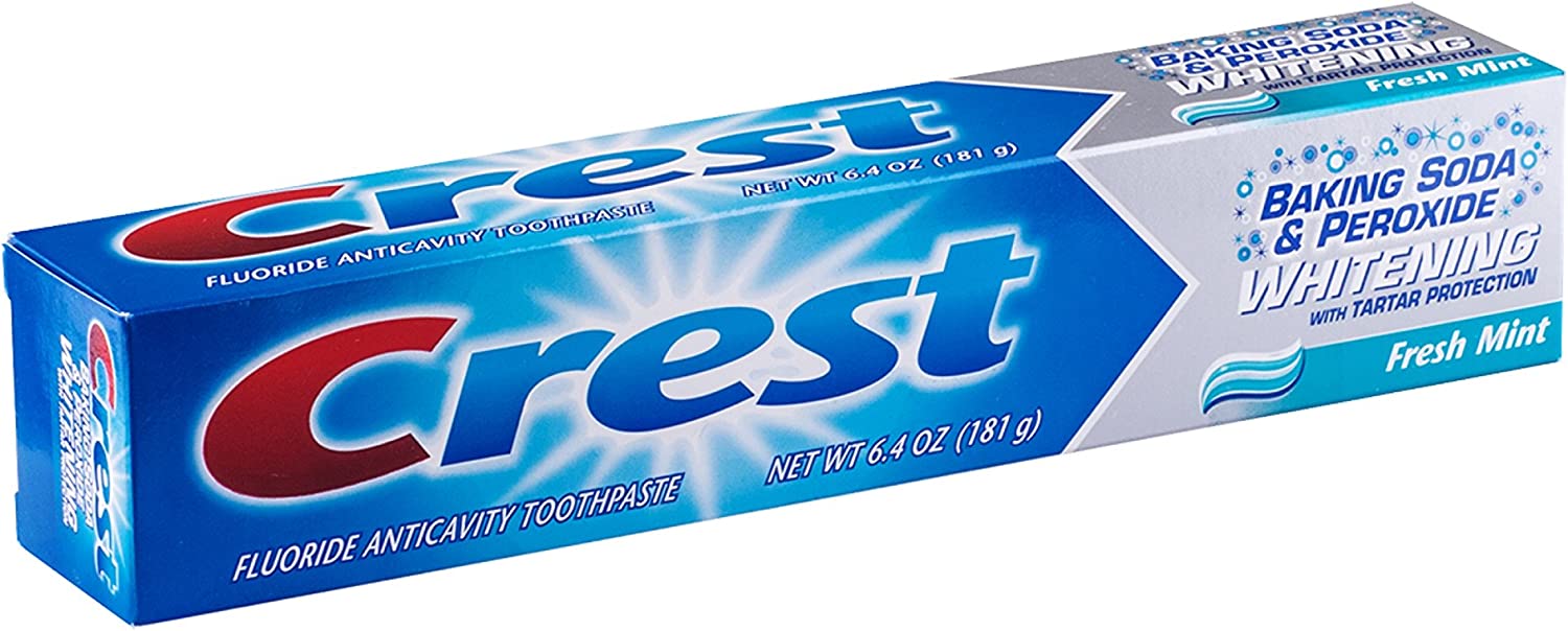 Kem đánh răng Crest Cavity and Tartar Protection Toothpaste Whitening Baking Soda & Peroxide 161g/181g (Mỹ)