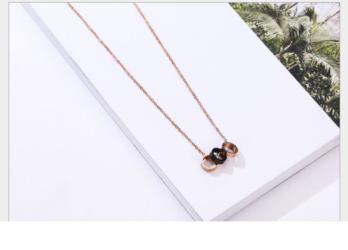 Dây chuyền nữ đẹp, dây chuyền titan không han gỉ - mẫu 2 mặt lồng nhau