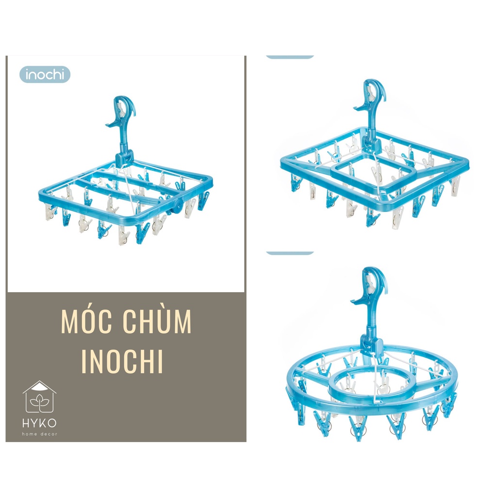 Móc treo quần áo inochi hara, móc chùm hình vuông, tròn hara inochi