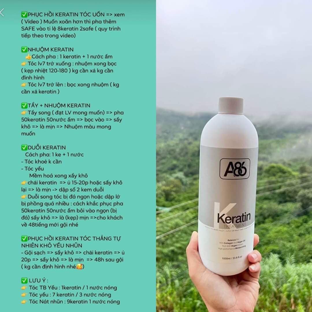 Keratin A86 1000ml chính hãng - phục hồi hư tổn chuyên sâu cho tóc