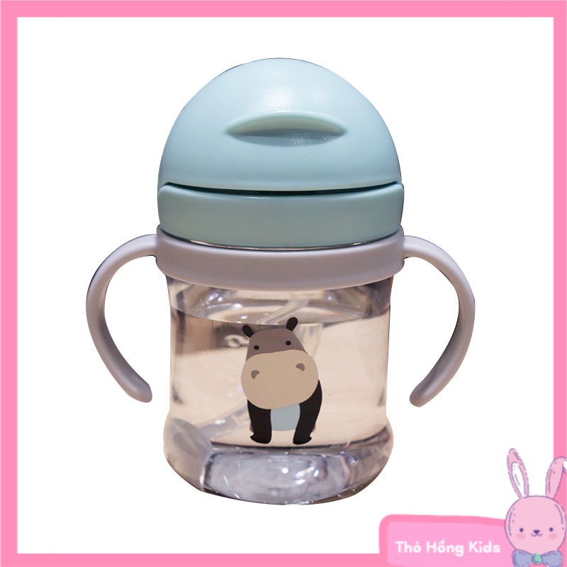 Bình đựng nước tập uống cho bé 300ml có van chống sặc chống đổ nước khi dốc ngược hình thú ngộ nghĩnh đáng yêu - Shop Thỏ Hồng