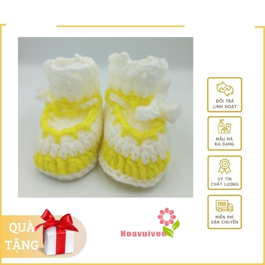 Vớ len em bé , vớ móc len thủ công nhiều màu dễ thương cho bé - SA02 - Hoavuivee