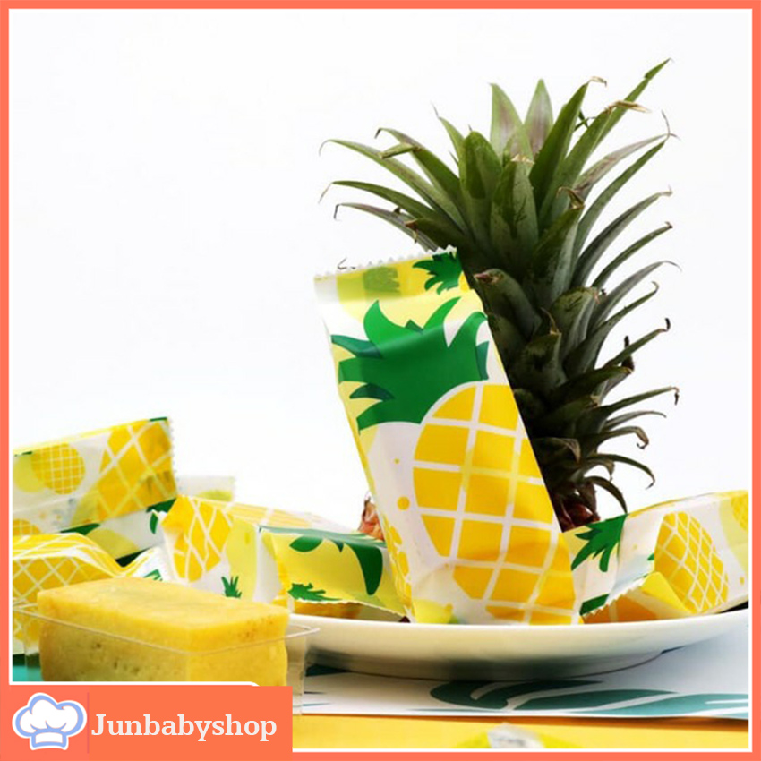 Túi đựng bánh dứa 50 chiếc, túi đựng bánh dứa vàng 50 chiếc, Túi đựng bánh quy/bánh dứa/hoa quả detox, Túi ép bánh dứa hình TRÁI DỨA CUỐN XANH - Xấp 48-50 cái