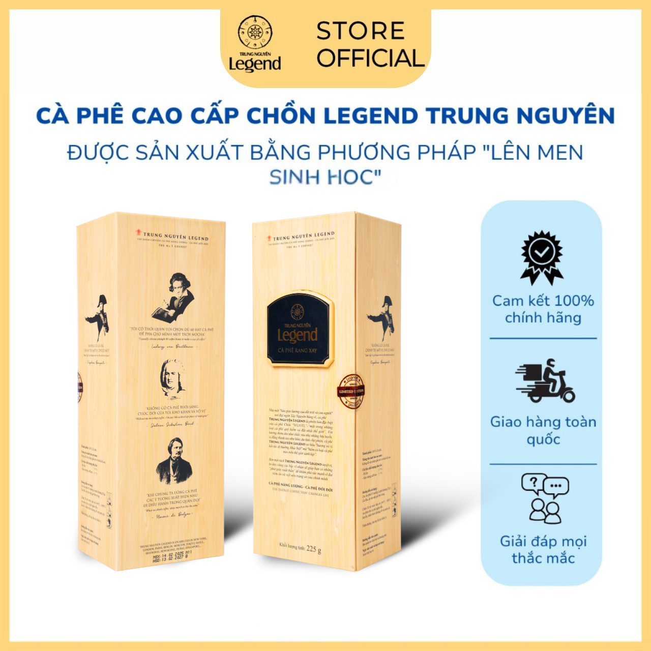   COMBO 2 Hộp  Trung Nguyên Legend Cà Phê Chồn Thượng Hạng - Hộp 225gr - Tinh Hoa Từ Vùng Đất Tây Nguyên Đại Ngàn 
