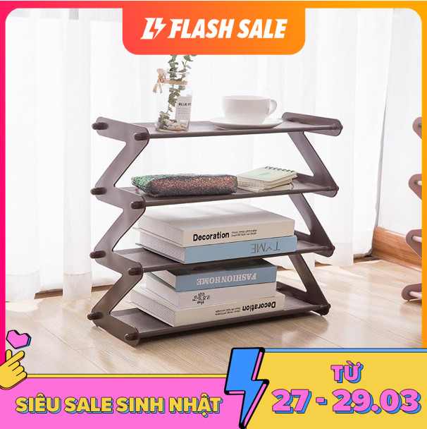 Kệ 4 tầng hình chữ Z ( kê sách vở, giày dép đa năng) thiết bị tiện lợi cho gia đình bạn (Màu ngẫu nhiên)