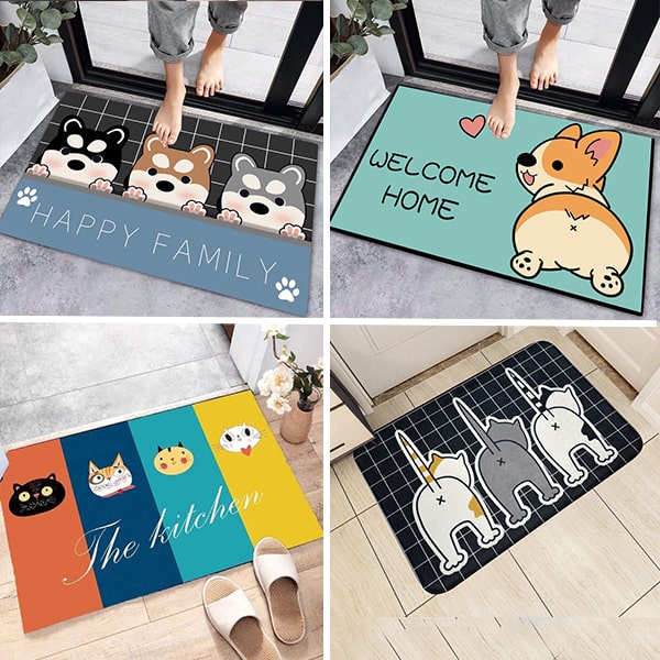 Thảm chùi chân hình thú 3D siêu thấm nước chống trơn trượt 40x60cm