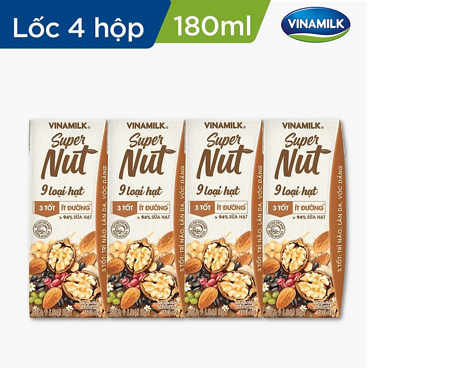 Sữa 9 loại hạt vinamilk super nut - 6 lốc 24 hộp 180ml